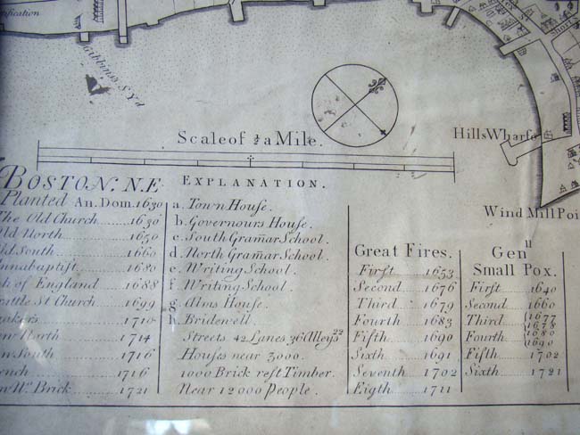 A fine "Map of the Town of Boston in New England" by John Bonner in 1722 and reproduced and published by George Smith in 1835. — image 7
